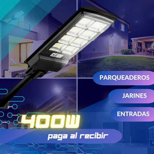 Lampara Con Panel Solar Grande 400W - Potente y Duradera